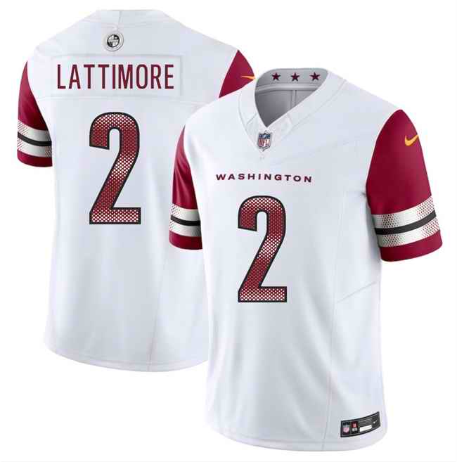 Men's Washington Commanders #2 Marshon Lattimore White 2025 F.U.S.E. Vapor Limited Stitched Football Jersey